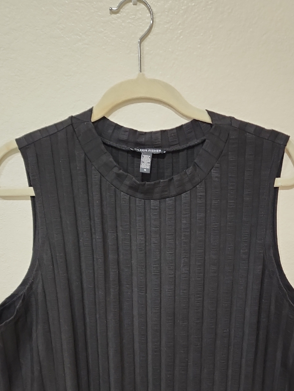 Eileen Fisher Ribbed Tank Dress Crewneck Tencel Blend Black Minimalist size 1X - Picture 2 of 5